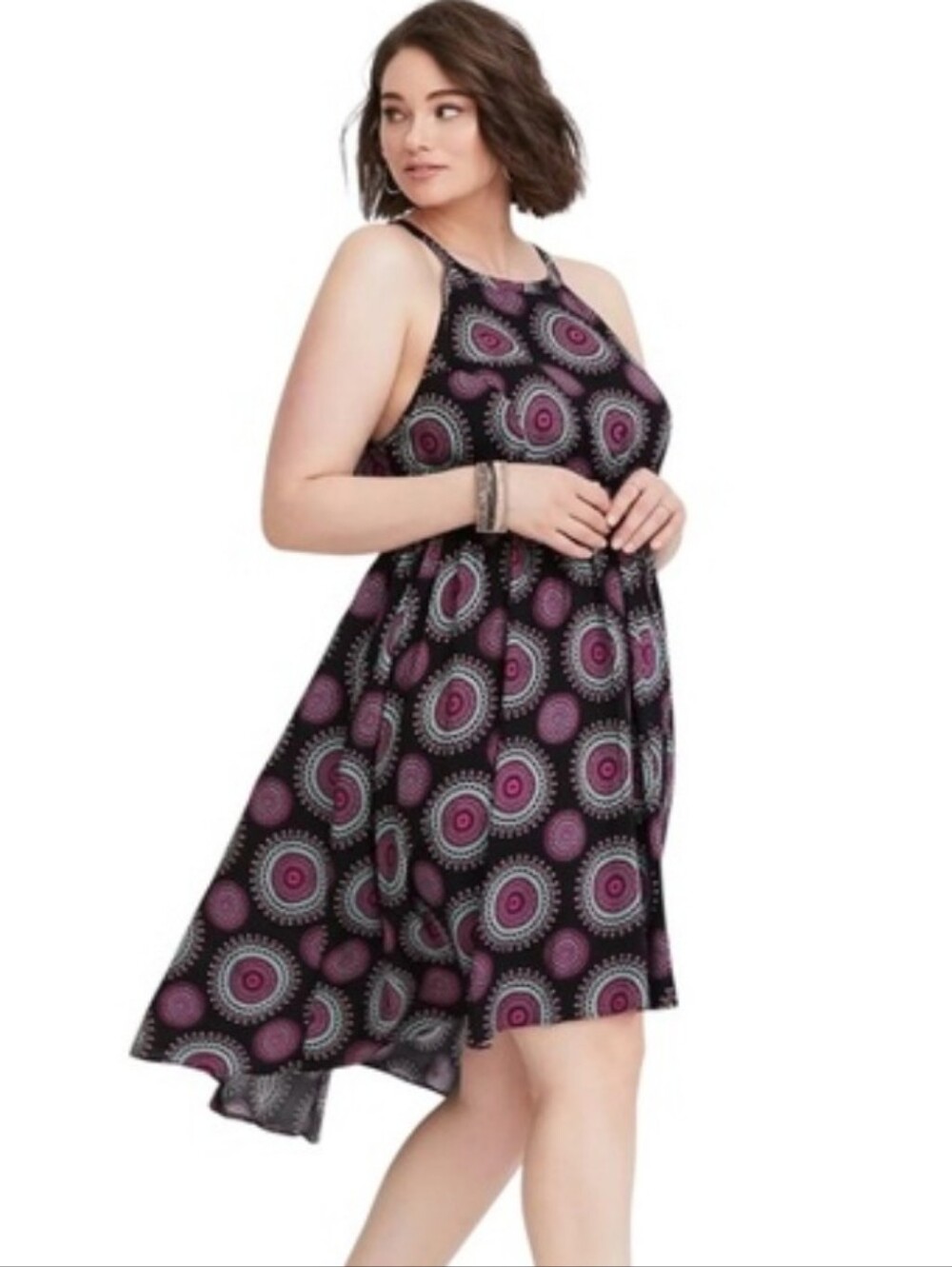 Torrid Black Midi Challis High Neck Circle Dress Sz 3